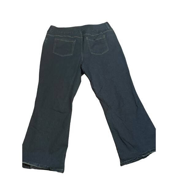 Women Within Dark Wash Pull On Straight Leg Jeans, Size 30 Plus Petite - Picture 4 of 7